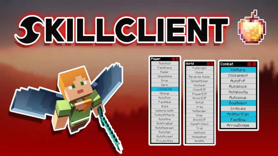 minecraft hacked client named SkillClient